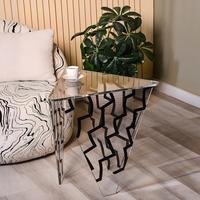 Mesa de Centro Moderna de Acrílico de Lujo para Sala de Estar, Mesa Auxiliar Transparente de Esquina, Mueble Creativo para Dormitorio con Estante de Almacenamiento