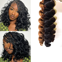 Extensions de cheveux synthétiques bouclés pré-étirés de 14 pouces pour tresses françaises, légers, pour femmes