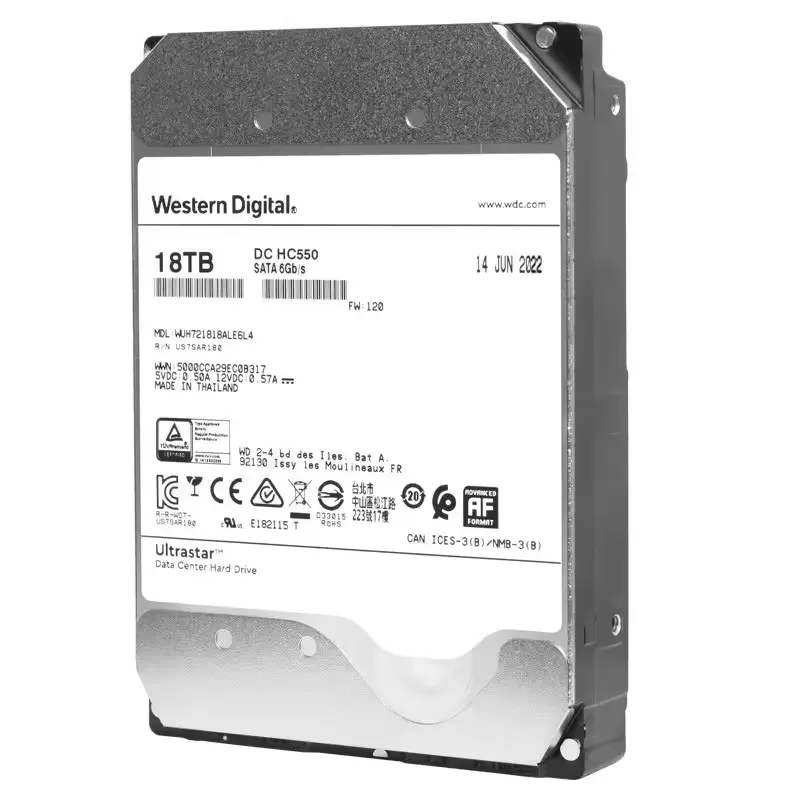 Оригинальный Новый WD сверхжесткий диск nas DC HC550 18TB 7,2 K SATA 6 Гб/с 512 Мб 3,5 "HDD nas hdd 1tb WUH721818ALE6L4
