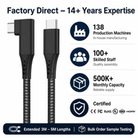 Câble USB 3.2 Gen2 240W PD à charge rapide de 5 m avec E-Marker, câble de données tressé en nylon personnalisé de 16 pieds Type C vers Type C, prise en charge 4K avec LOGO