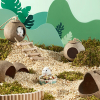 Cage de hamster en coquille de noix de coco naturelle Maison pour petits animaux avec nid d'oiseau Cage pour animaux de compagnie et produit de maison