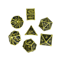 Ensemble de dés de jeu de rôle D&D en métal bronze antique, faits à la main, polyédriques, D20, 7 pièces, en matériaux personnalisés, moulés de manière écologique