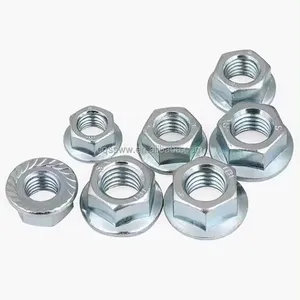 Galvanized Zinc Plated Hexagonal Flange Nut Anti-Slip Nut with Gasket Serrated Screw Cap DIN Standard Anti-Losening Fastening