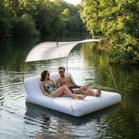 Chaise longue flottante amphibie gonflable 2 en 1 avec auvent pare-soleil pour la terre et l'eau, idéale pour les vacances en famille au lac, sur le yacht ou à la plage