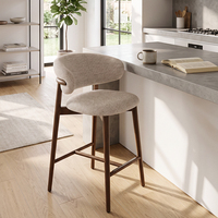 Massivholz Moderne Barhocker Stühle Gepolsterter Sitz Fußstütze Armlos Kücheninsel Theken-Bar Café Hotel Restaurant Möbel
