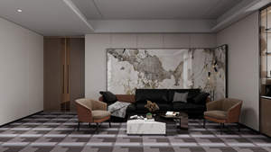 Dalles de moquette modernes et raffinées en nylon épais amovibles, couleur brun foncé gris avec texture de lignes multicolores pour salon - Product Image 2