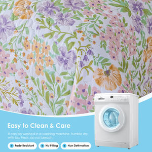 ชุดผ้าห่มไมโครไฟเบอร์ลายดอกไม้สไตล์สีน้ำ ลายใบโคลเวอร์สี่แฉก น้ำหนัก 80 กรัม ผิวสัมผัสนุ่มพิเศษ - Product Image 6