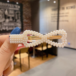 Pince à cheveux en perles françaises pour femme, pince latérale BB, mignonne et simple, type bec de canard - Product Image 5