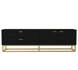 Soporte de TV con tomas de corriente para TV de 60 65 pulgadas, mesa de consola multimedia con estante de barra de sonido para sala de estar, dormitorio, Marrón rústico - Product Image 1