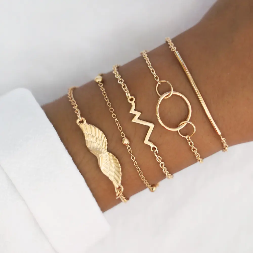 Модный комплект золотых браслетов для женщин, оптовая продажа N99096