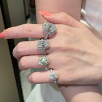 Bague ovale en argent pur pour femme, bijoux de mariage romantiques en moissanite, style ampoule d'œuf de pigeon, 1/2/3/5 carats
