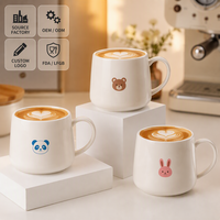Mug à café en céramique brillante esthétique de 320 ml avec logo personnalisé OEM, vente en gros, tasse à latte en porcelaine mignonne et kawaii pour café, cadeau
