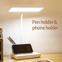 Lampe de bureau LED moderne personnalisable et rechargeable avec porte-stylo, contrôle tactile, intensité réglable, pliable, USB, pour l'étude et la lecture au bureau