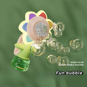 <b>Bubble</b> Machine Toy Automatic Sunflower Shaking Head Adjustment Light Dancing One Key <b>Bubble</b> Maker Toy for <b>Kids</b> - Product Image 2