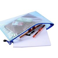 Étui à crayons multifonctionnel coloré avec fermeture éclair en PVC transparent, pochette en maille plastique transparente pour étudiants