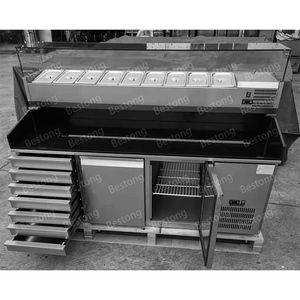 Thương mại undercounter bánh pizza làm lạnh tủ lạnh 2/3 cửa ra vào salad lạnh Prep bảng với màn hình hiển thị hàng đầu ngăn kéo không khí chế độ làm mát - Product Image 5