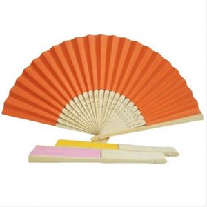 Hot Selling Printed logo Personalized Bamboo Paper <b>Silk</b> Fabric Folding Hand Fans for Wedding Party Gift - Product Image 4