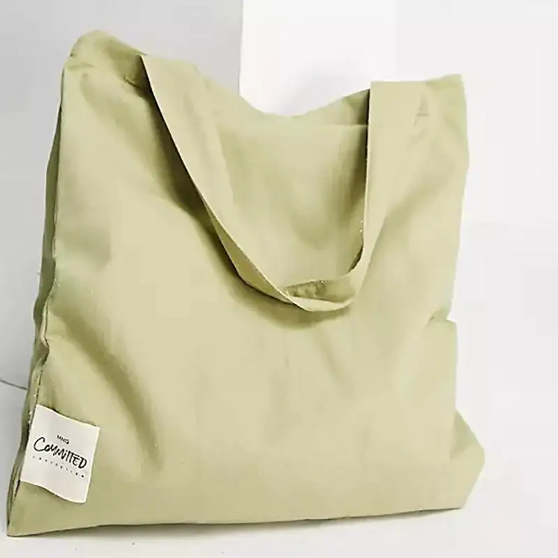 Bolsa de comestibles reutilizable con impresión personalizada, bolsa de lona de algodón reciclada