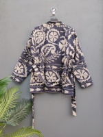 Kimono bordir jubah klasik elegan hitam gaya Boho 100% katun kualitas terbaik Suzani bordir tangan jaket pendek untuk musim dingin