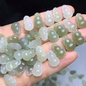 17*10.6*5mm Good Luck Natural Nephrite Genuine Real Jade Gourd Pendant for DIY Jewelry Making