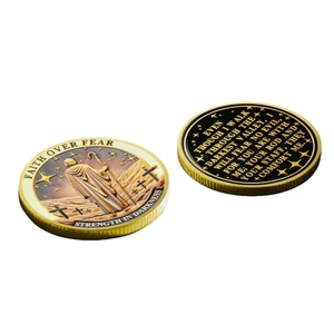Moneda Conmemorativa Cristiana de Metal Personalizada de Fábrica con 12 Años de Experiencia, con la Frase '<span class=keywords><strong>Fe</strong></span> sobre el Miedo', Versículo Inspirador del Salmo 23:4, Regalo Cristiano - Product Image 1