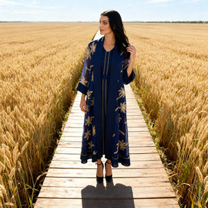 Abaya Maxi en Polyester Brodé de Luxe pour Femmes Musulmanes, Robe de Soirée Élégante Personnalisée, Vente en Gros - Product Image 3