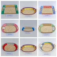 Cesta de Pão Artesanal de Vime com Alças, Estilo Costeiro Colorido, Ecológica, para Servir Frutas e Organização de Cozinha, Peça Única