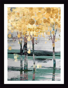 Arte Moderno Pintado a Mano sobre Lienzo, Óleo Abstracto de Árbol Dorado para Decoración del Hogar y Restaurantes - Product Image 2