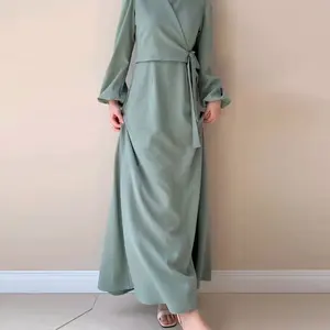 2023 Новое мусульманское платье в стиле Абайи, не Настоящее платье из двух частей с длинными рукавами и ремешками, мусульманское платье для женщин