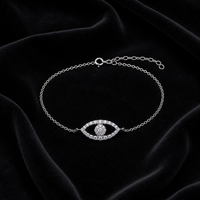 Bracelet Moissanite Yeux en Argent Sterling 925 avec Pendentif Charme, Bijou Tendance Quotidien pour Femme