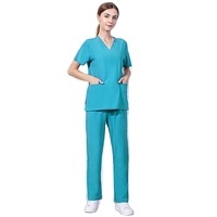 Conjunto <span class=keywords><strong>de</strong></span> uniforme médico quirúrgico con logo oem para mujer, pantalón con cuello en V y estampado <span class=keywords><strong>de</strong></span> enfermera, venta al por mayor - Product Image 5