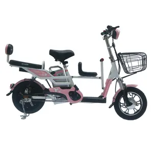 Bicicleta eléctrica de 3 plazas para padres y niños, asiento barato para adulto, 16 pulgadas, batería de 48v y 12ah