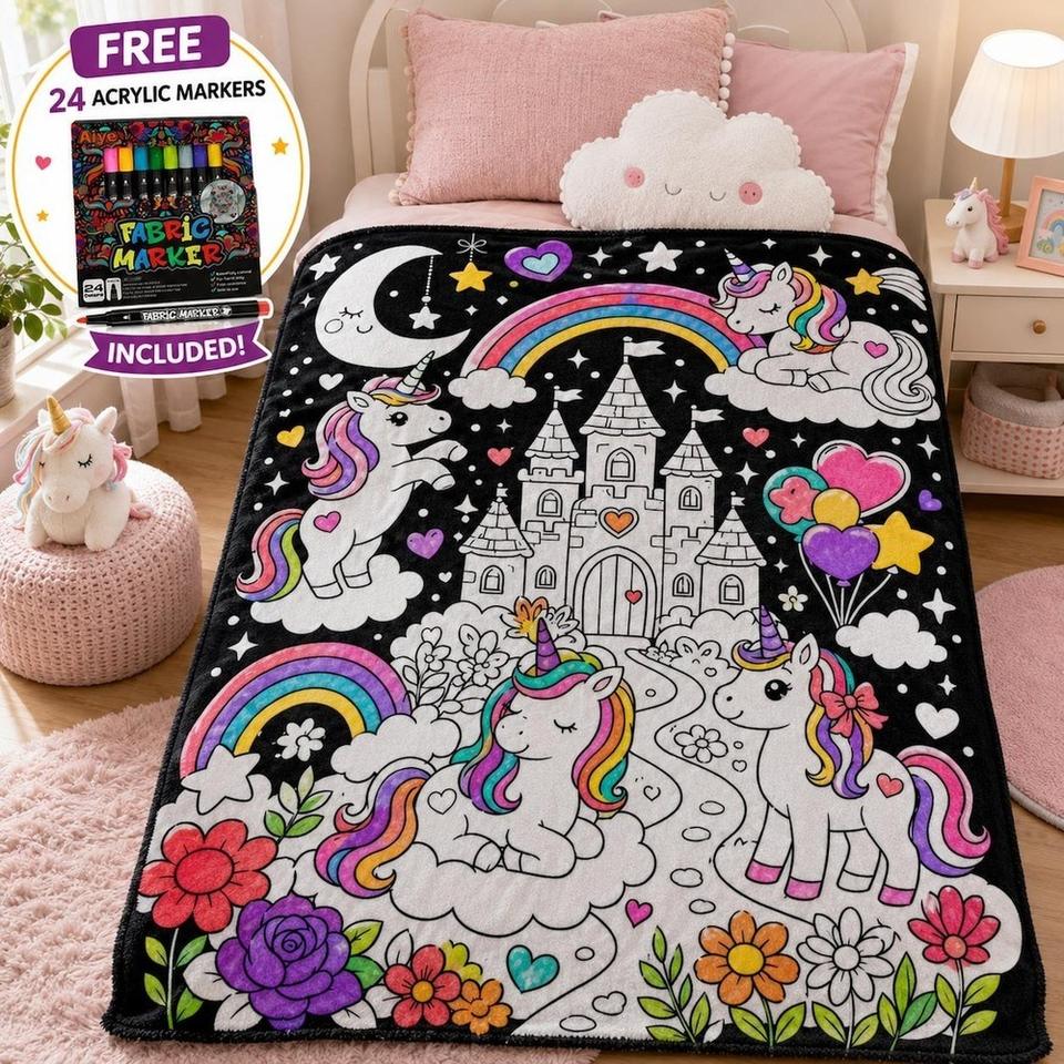 DIY Paint Your Own Coloring Blanket with Washable Acrylic Fabric ...