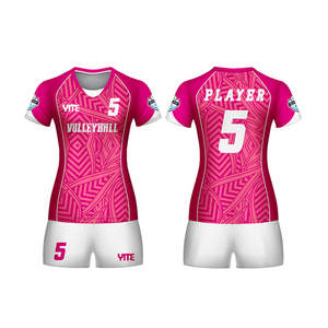Custom Sublimatie Volleybal Jersey Vrouwen Ontwerp Roze Kleur - Product Image 1