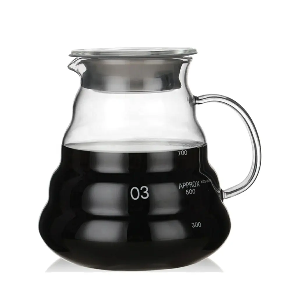 Vente en gros, gamme de nuage clair, serveur de café, Carafe à café en verre résistant, théière à café de style japonais, V01/02/03