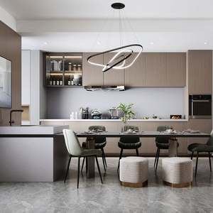 Meubles de cuisine haut de gamme personnalisés avec évier et robinet, ensemble complet pour appartements - Comprend dosseret, tiroirs coulissants et accessoires - Product Image 1