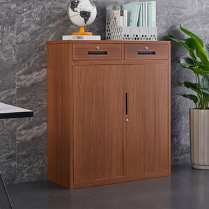 Classeur moderne en métal de couleur <span class=keywords><strong>bois</strong></span> avec 2 tiroirs et étagères armoire de rangement réglable en acier pour bureau - Product Image 1
