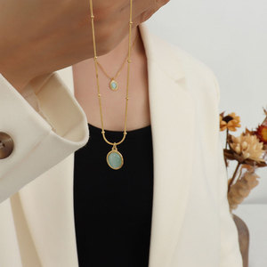 Collar con Colgante Vintage de Acero Inoxidable 316L, Chapado en Oro PVD de 14K/18K, Joyería Fina de Moda, Collares con Ojo de Gato para Mujer - Product Image 2