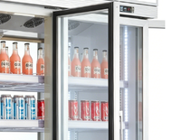 Réfrigérateur vertical commercial à porte vitrée, direct usine, portes avant et arrière, 2 à 8 portes ℃   Réfrigérateur avec éclairage LED pour supermarché