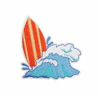 Parche Bordado Termoadhesivo con Diseño de Olas de Playa y Barco, Estilo Vacaciones de Verano, para Decoración de Ropa, Sombreros y Bolsos