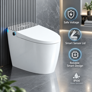 Luxury Sanitary Wares Auto Open Elongated Intelligent Bidet Toilet Black Matte Square Ceramic Intelligent Smart Toilet - Product Image 5