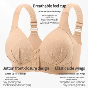 Nouveau soutien-gorge push-up pour maman, grande <span class=keywords><strong>taille</strong></span>, respirant, confortable, absorbant la transpiration, sans armatures, avec boucle frontale, grande poitrine, <span class=keywords><strong>plus</strong></span> petit volume, froncé - Product Image 2