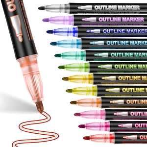 Double Line <b>Outline</b> Markers 24pcs, <b>Metallic</b> Shimmer Markers for Gift Cards, Rock Painting, Wood, Ceramic, Glass - Product Image 1
