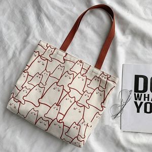 Bolso de Lona para Mujer, Moderno y Bonito, Tipo Tote, con Cierre, de Diseño, con Dibujos Animados, para Compras - Product Image 3