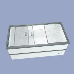 商用海洋深冰柜滑动顶部平板玻璃门商用冷冻食品冰箱