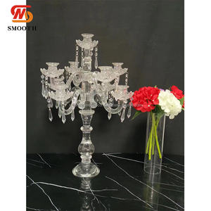 Elegante Candelabro de Vidrio con 6 Cabezas, Centro de Mesa Transparente para Decoración de Bodas - Product Image 4
