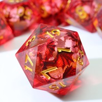 Ensemble de dés polyédriques créatifs faits à la main en résine avec cœur liquide et dragon rouge pour DND TRPG Jeu de société - DH6