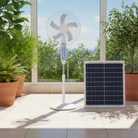 Nouveau ventilateur solaire de sol de 16 pouces 25W, 3 vitesses réglables, oscillant, rechargeable, en plastique, pour usage extérieur et hôtelier