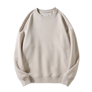 Alta calidad al por mayor de moda de cuello redondo de gran tamaño sudadera para hombre de peso pesado de algodón en blanco pulóver sudaderas - Product Image 5