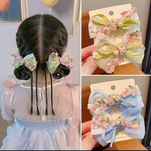 Bunte Kleine Blumen-Haarspangen für Kinder mit Perlen, Süße Bestickte Blumen-Haarschleifen, Haaraccessoires für Mädchen, Niedliche Haarklammern - Product Image 2